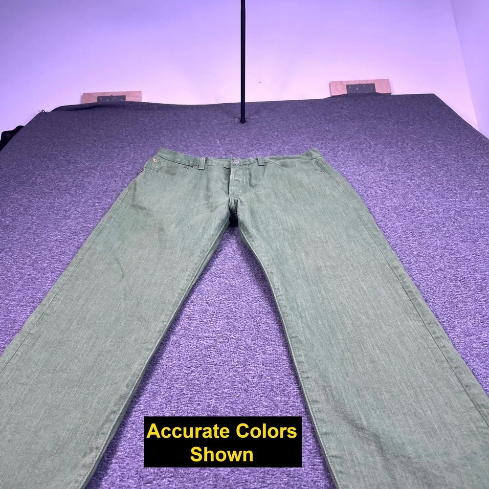 Levis 501 Original Jeans Mens 36x30 Green Straight Classic Button‎ Fly Fits34x28